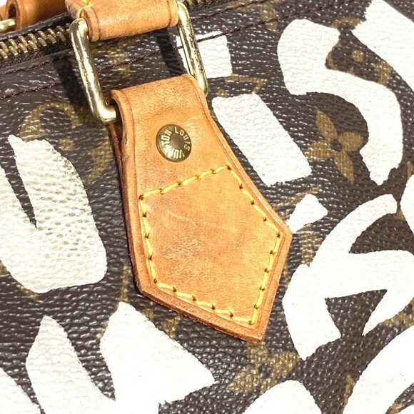 LOUIS VUITTON M92195 MonogramGraffiti Speedy30 Hand Bag Brown/White - Picture 12 of 16